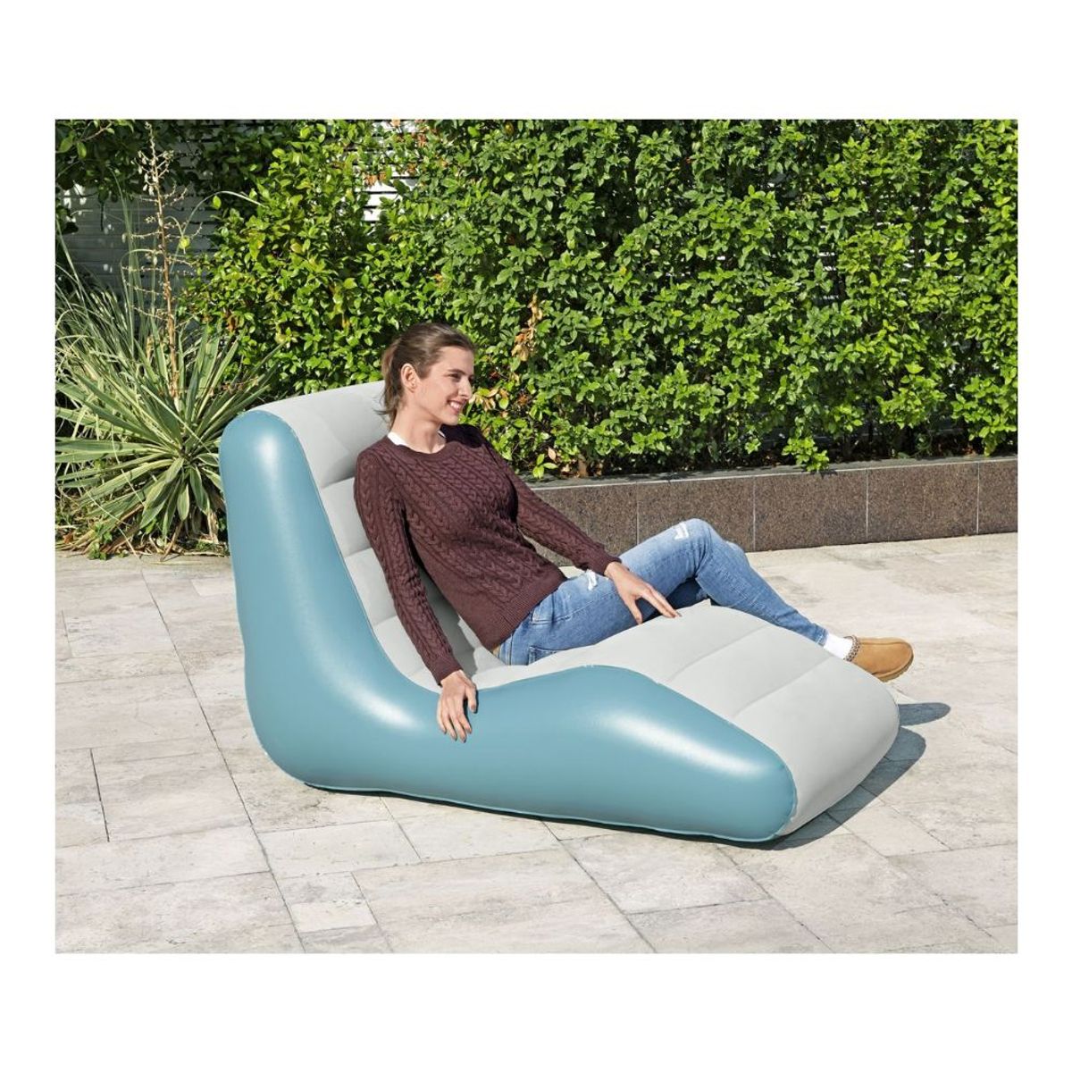 BESTWAY - SILLON INFLABLE chair Leisure Luxe Chaise BICOLOR CYAN