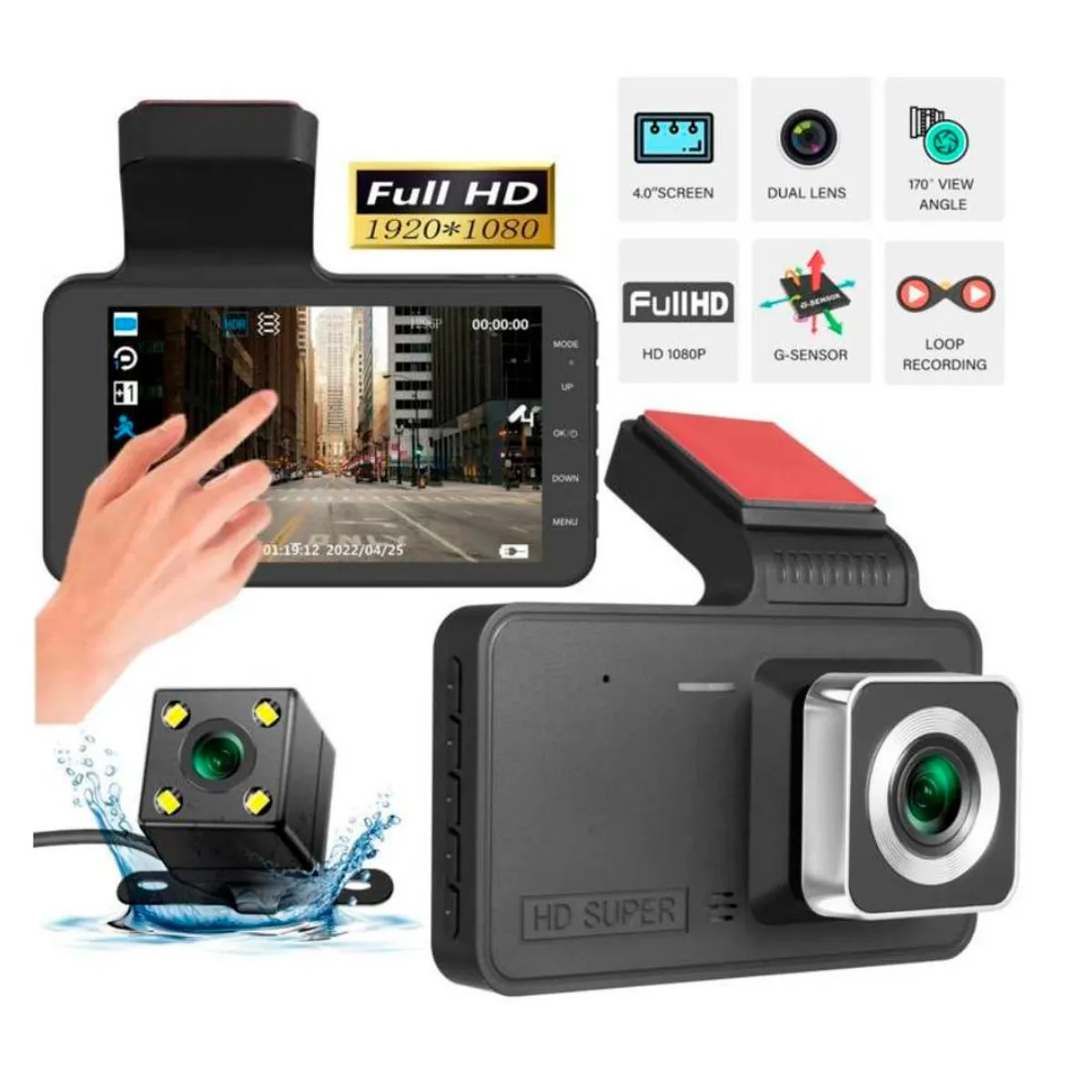 GENERICO - Camara Para Auto Grabación Seguridad Delantera y Trasera DVR