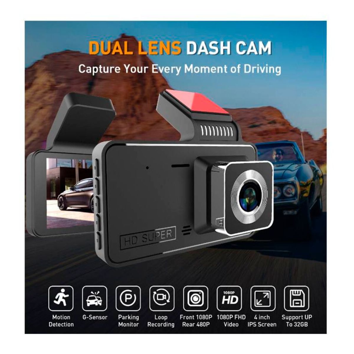 GENERICO - Camara Para Auto Grabación Seguridad Delantera y Trasera DVR