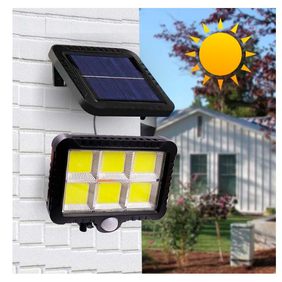 GENERICO - Lampara solar con Panel LED Exteriores Reflector Farola de 6 Celdas