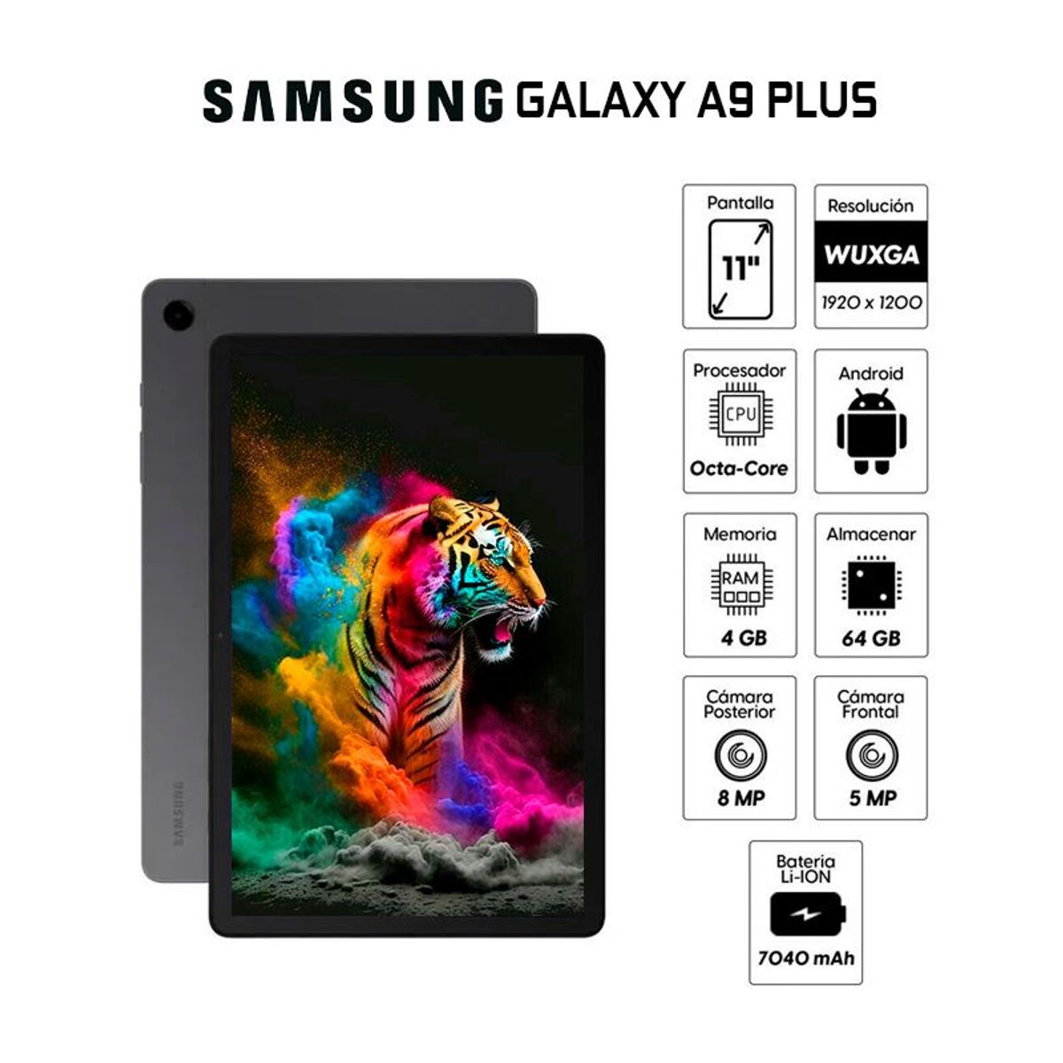 SAMSUNG - Tablet Samsung Galaxy A9 Plus SM-X210NZAAPEO 11 64GB 4GB RAM Graphite