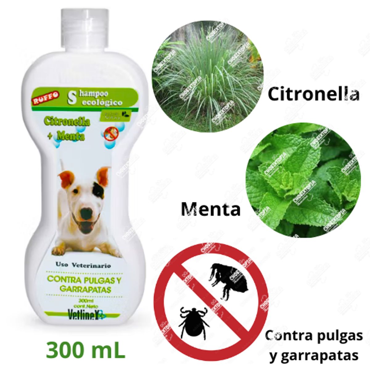 VETLINEX - SHAMPOO CONTRA PULGAS Y GARRAPATAS ECOL X 300 ML