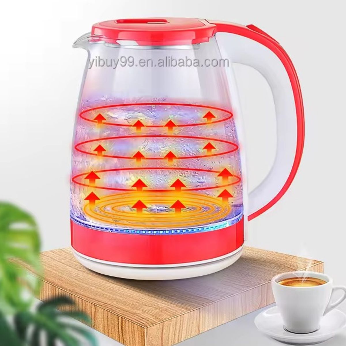 IMPORTADO MC - Hervidor Eléctrico de Vidrio 2 L Rojo