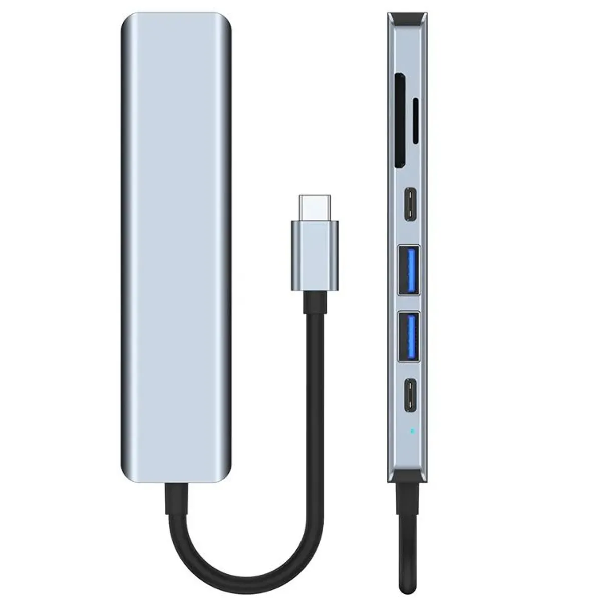 GENERICO - Adaptador HUB 7 en 1 tipo C para laptop  con USB 3.0