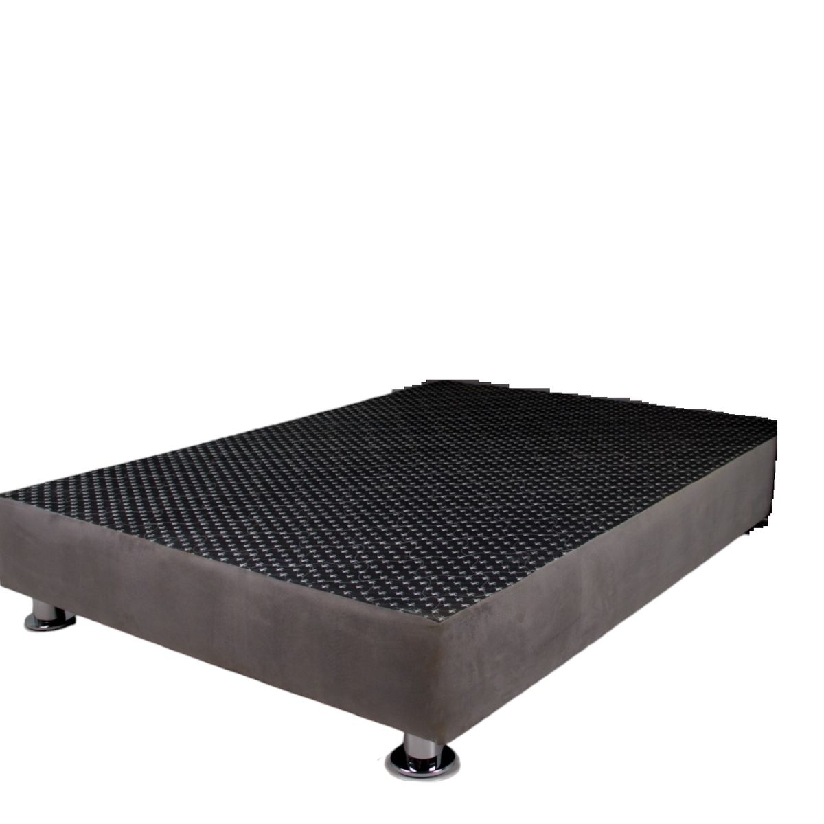 MUEBLES MACRUMO - Box Tarima reforzado y acolchado 2 Plz Gris Oscuro / Patas Instaladas