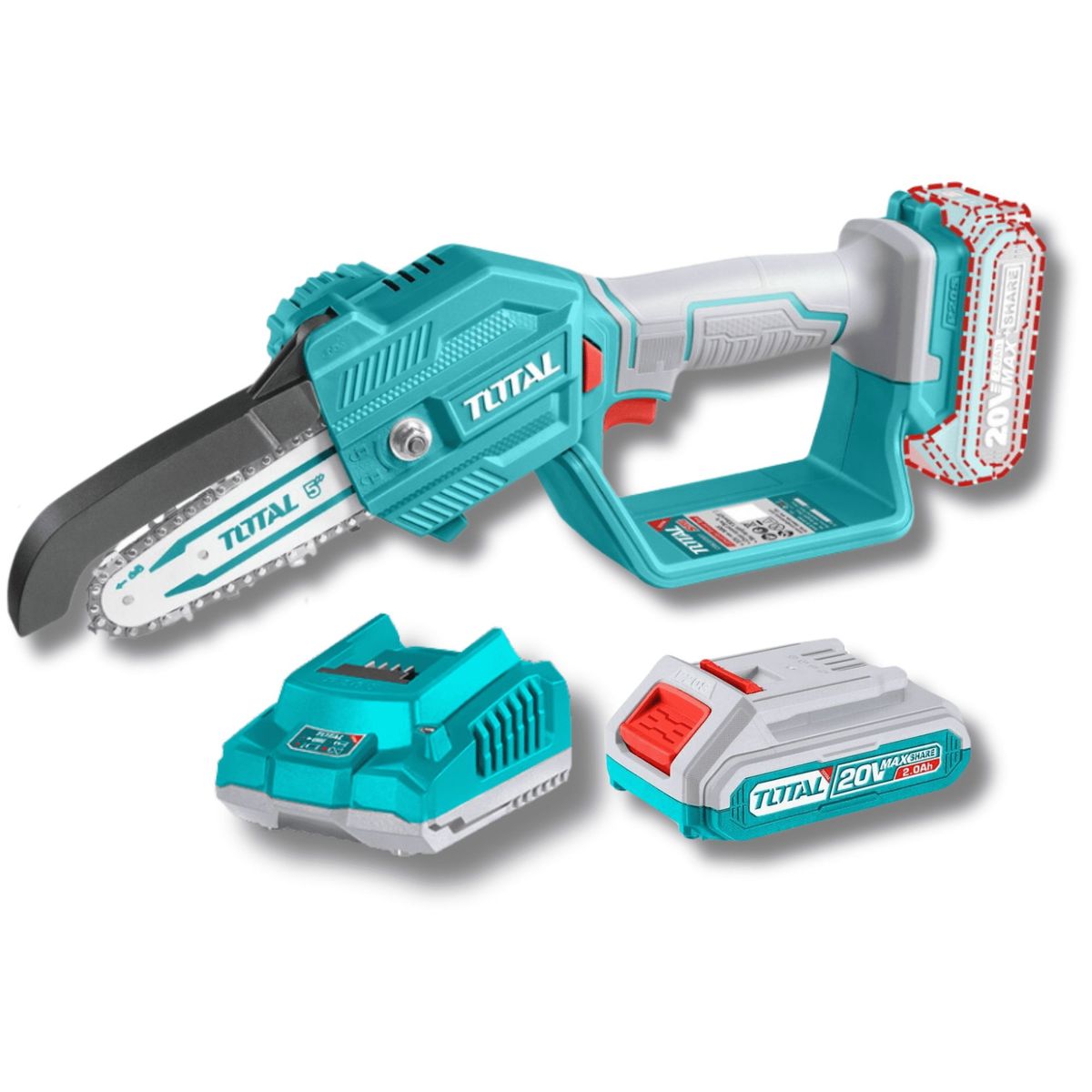 TOTAL TOOLS - Motosierra inalambrica 5 + bateria 2Ah + cargador Total