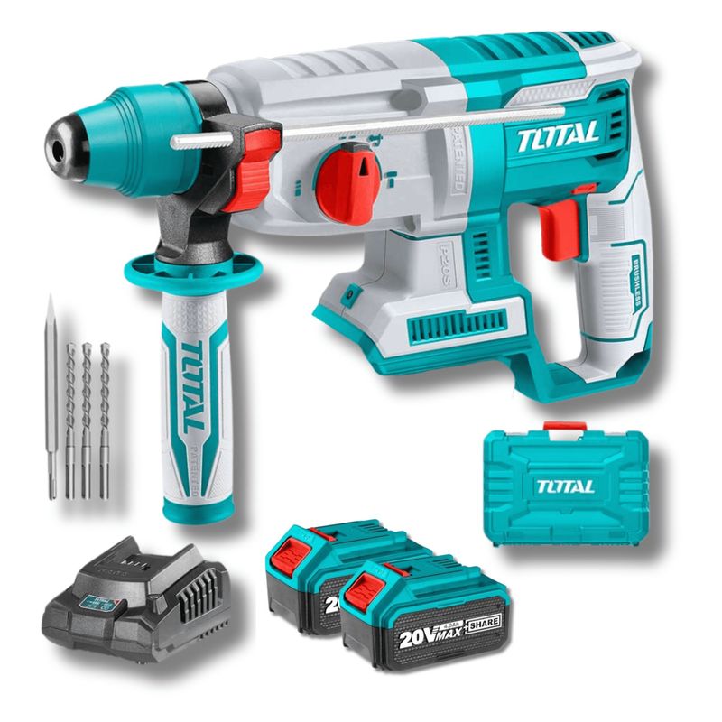 TOTAL TOOLS - Rotomartillo SDS Plus 2 Joules + 2 baterias 4ah Total
