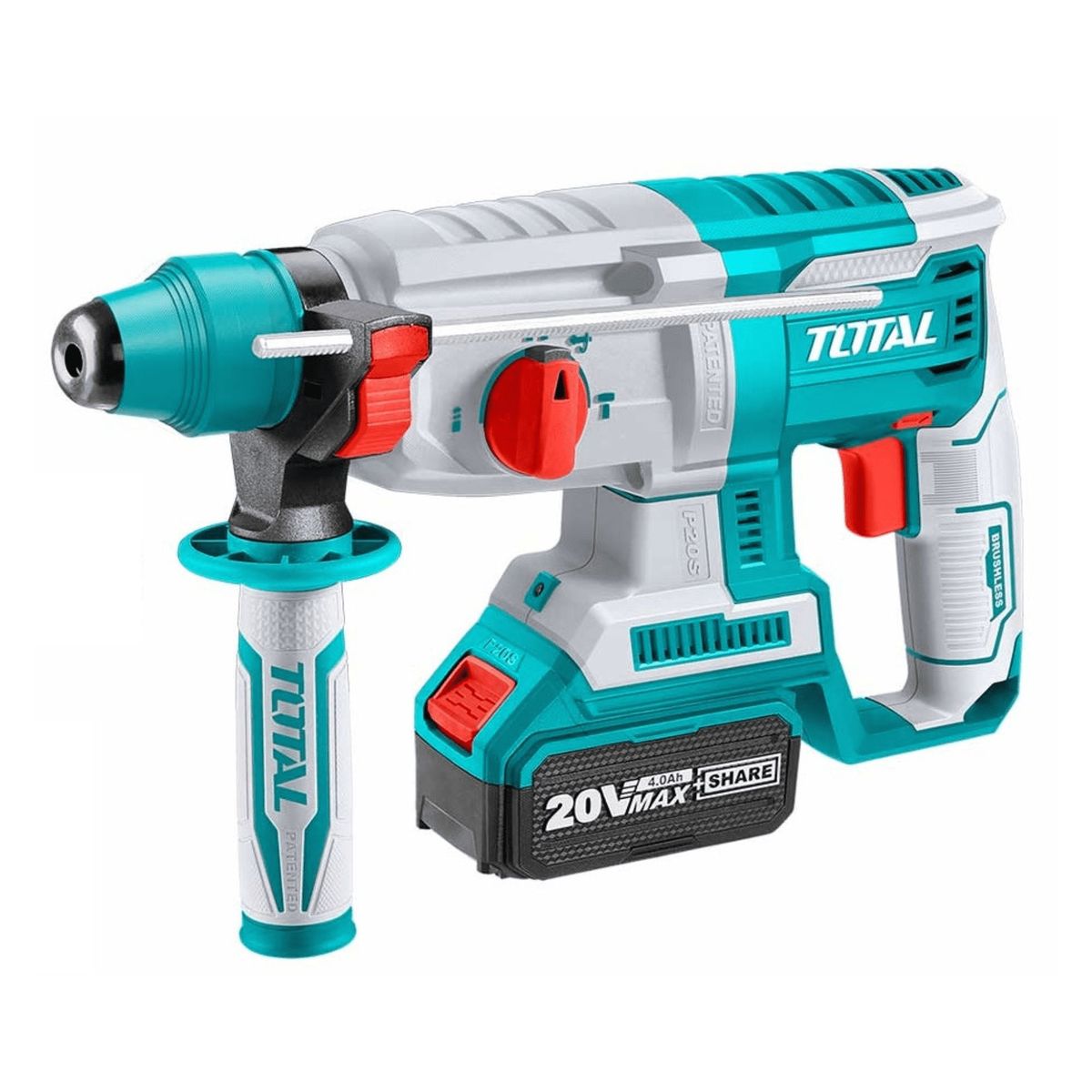 TOTAL TOOLS - Rotomartillo SDS Plus 2 Joules + 2 baterias 4ah Total