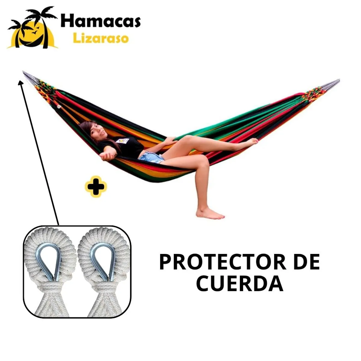 HAMACAS LIZARASO - Hamacas Andina Color Rasta de Algodón - Hamacas Lizaraso