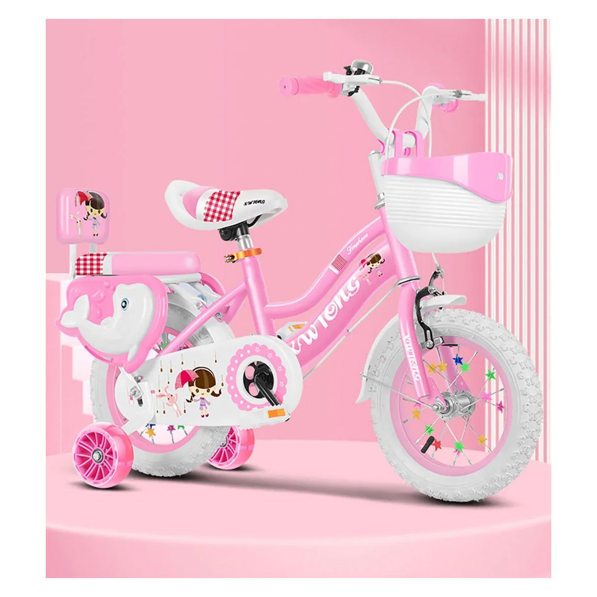 GENERICO - Bicicleta Para Niña Infantil Kids Aro 12 Con Luces Timbre R