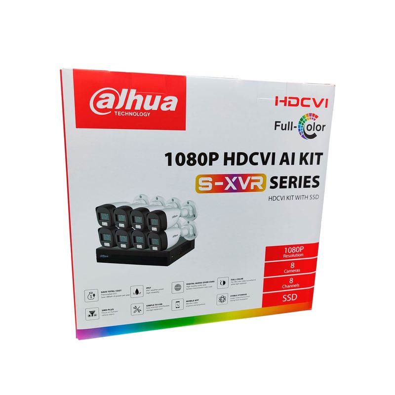 DAHUA - KIT DAHUA 8 CAMARAS 1080P FUENTE/CABLES/1TB P/N: KIT-XVR8C8CH-1TB-IL