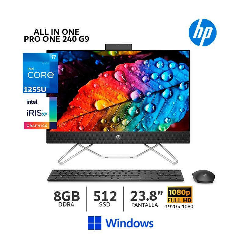HP - All In One HP ProOne 240 G9, i7-1255u/ 8Gb Ram/ 512Gb SSD/ 23.8” LED FHD/ Wind/ 9Q8R5LA#ABM