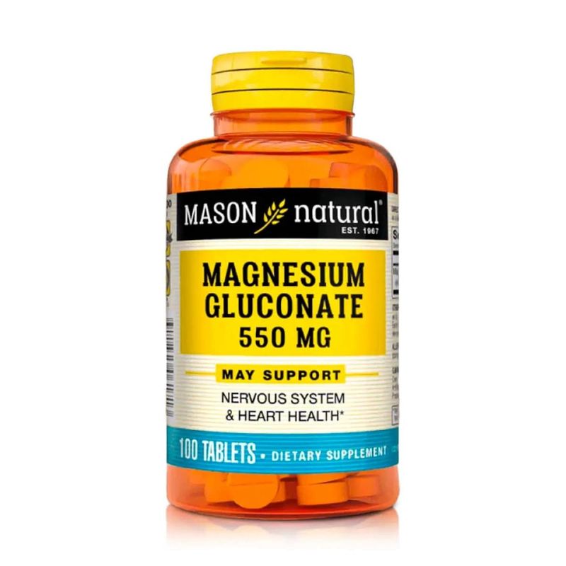 MASON NATURAL - Gluconato de Magnesio 550mg 100 Tabletas
