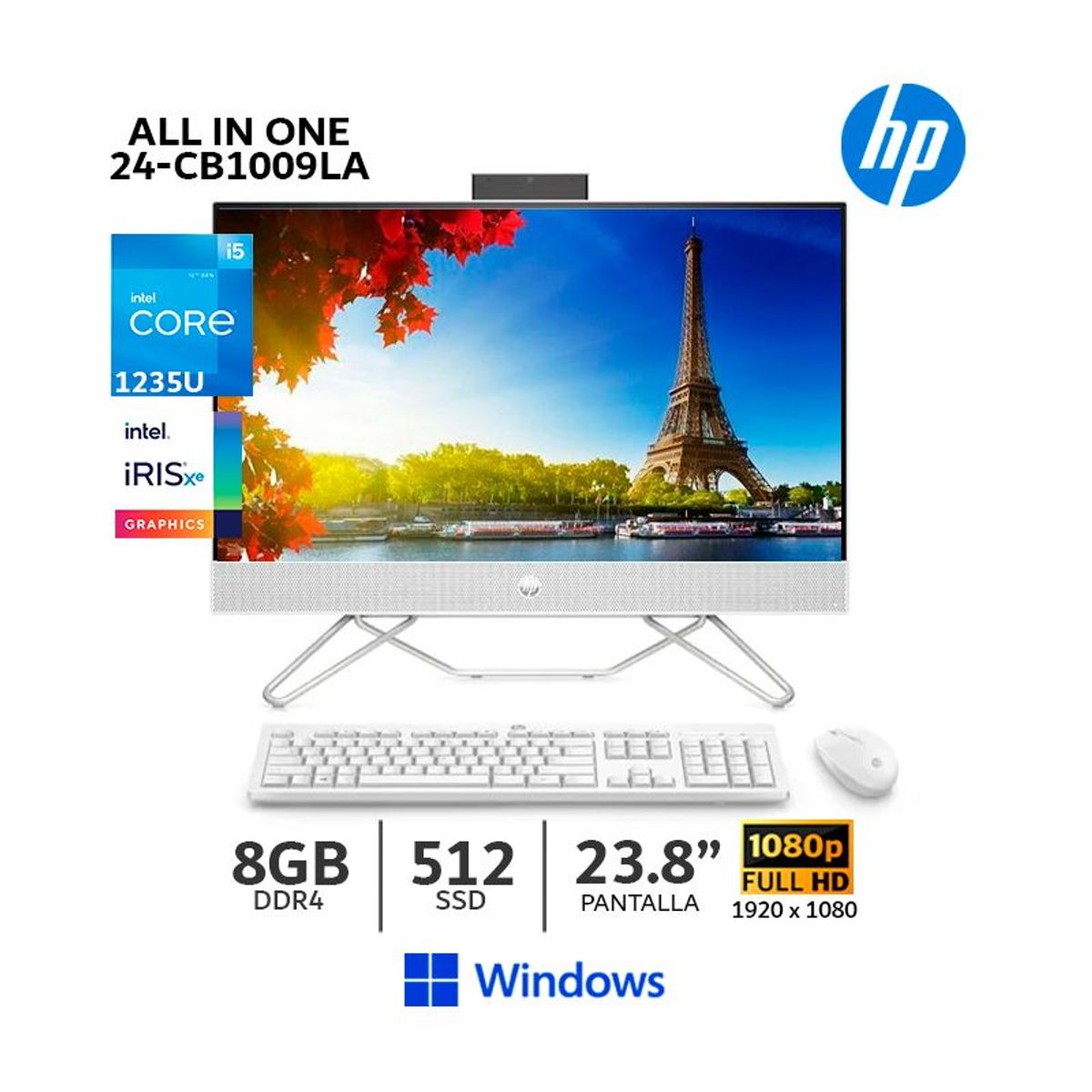 HP - All In One HP 24-CB1009LA C i5-1253U 8Gb Ram 512Gb SSD 238 Kit Inalámbricos