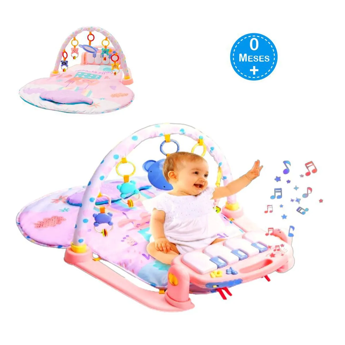 HUANGER - Gimnasio Grande Multifuncional con Arco de Juguetes Rosado