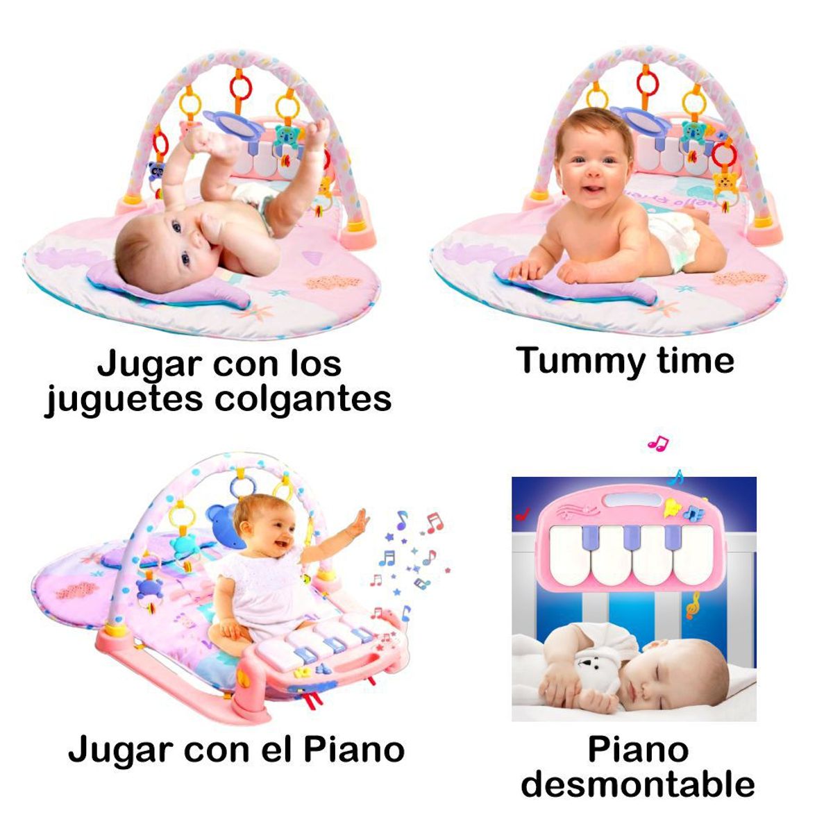 HUANGER - Gimnasio Grande Multifuncional con Arco de Juguetes Rosado