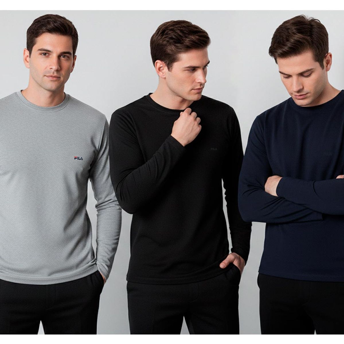 FILA - Pack x3 Polo Manga Larga Fila Cuello Redondo Multicolor