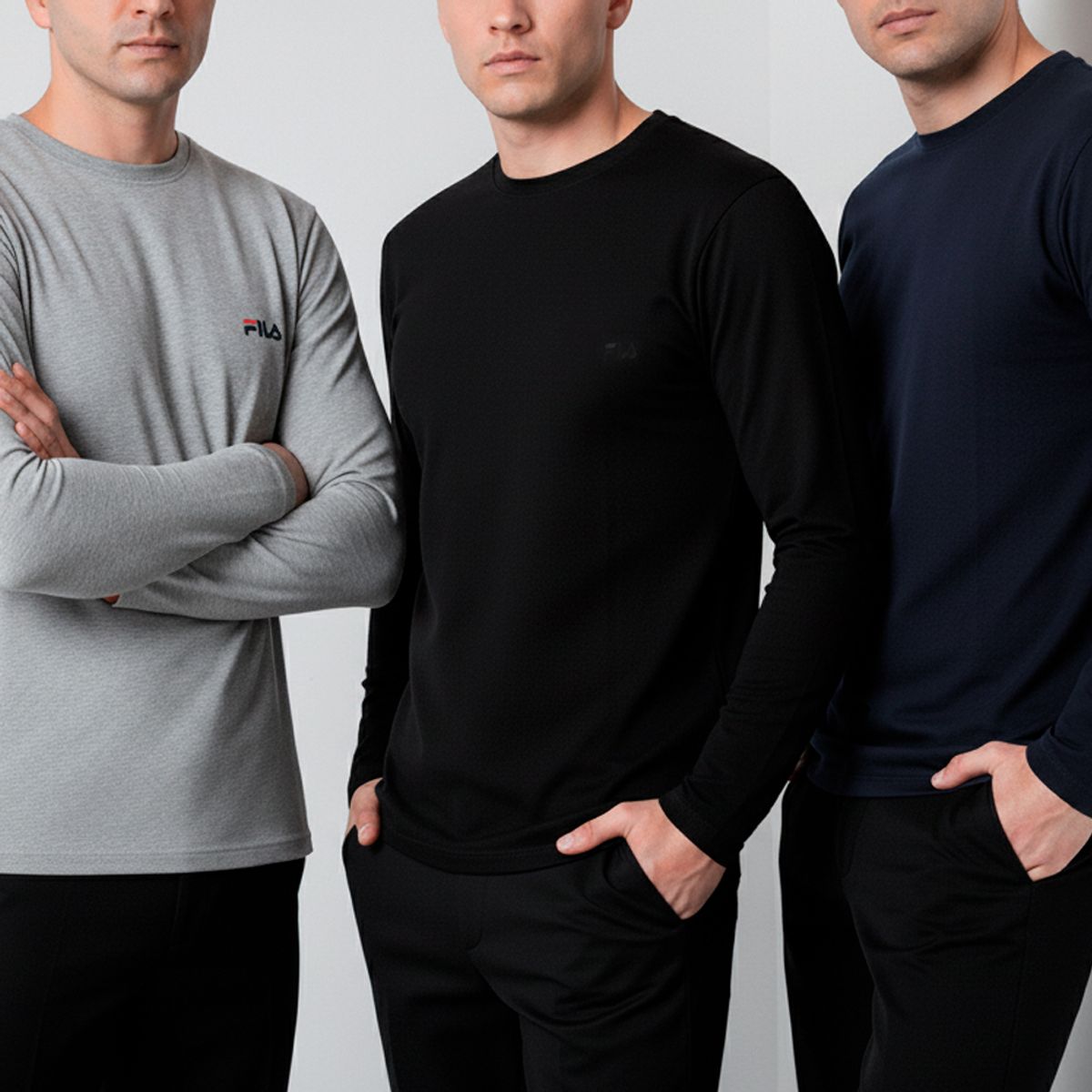 FILA - Pack x3 Polo Manga Larga Fila Cuello Redondo Multicolor