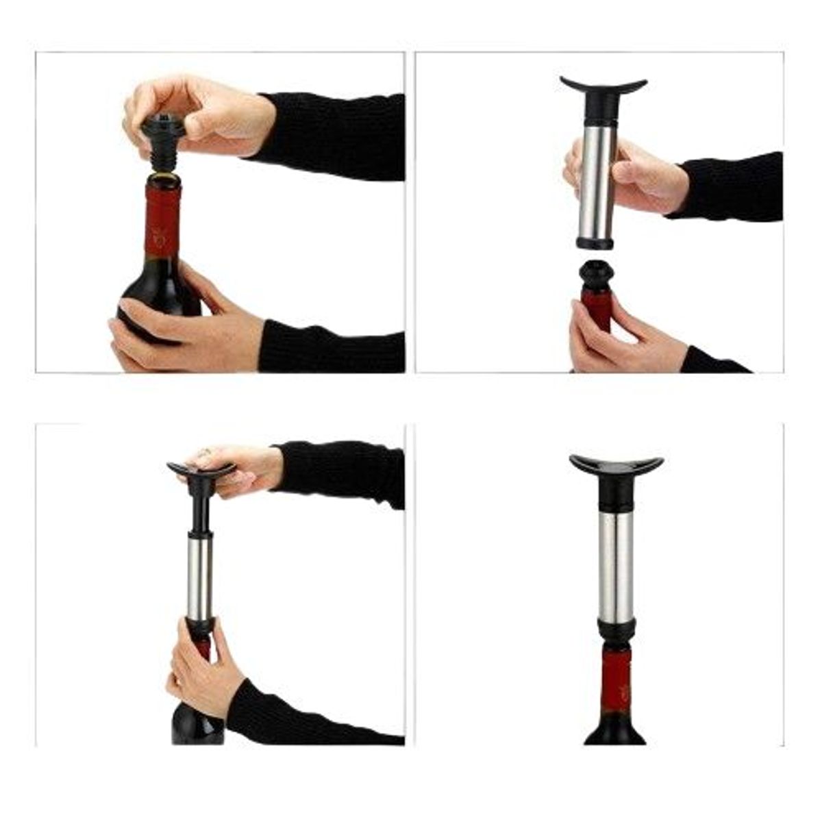 GENERICO - Bomba de vacío para vino de acero inoxidable con tapones