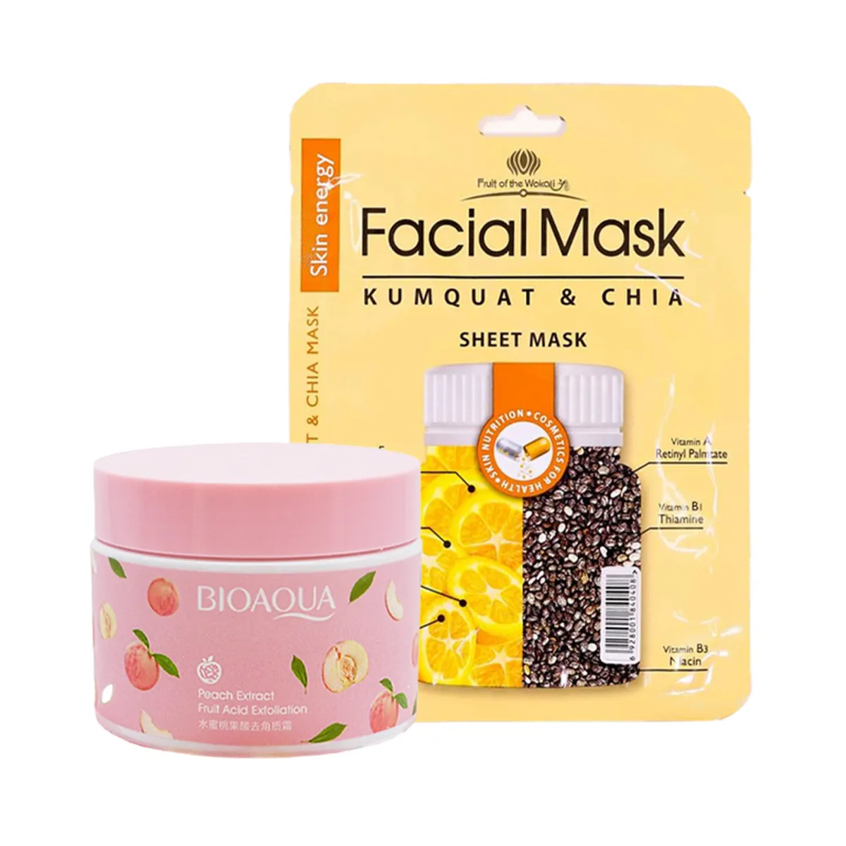 BIOAQUA - Gel Corporal Exfoliante de Durazno+Mascarilla Kumquat y Chia_.