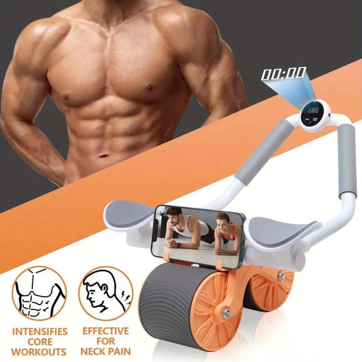 GENERICO - Rueda o rodillo abdominal de rebote automático