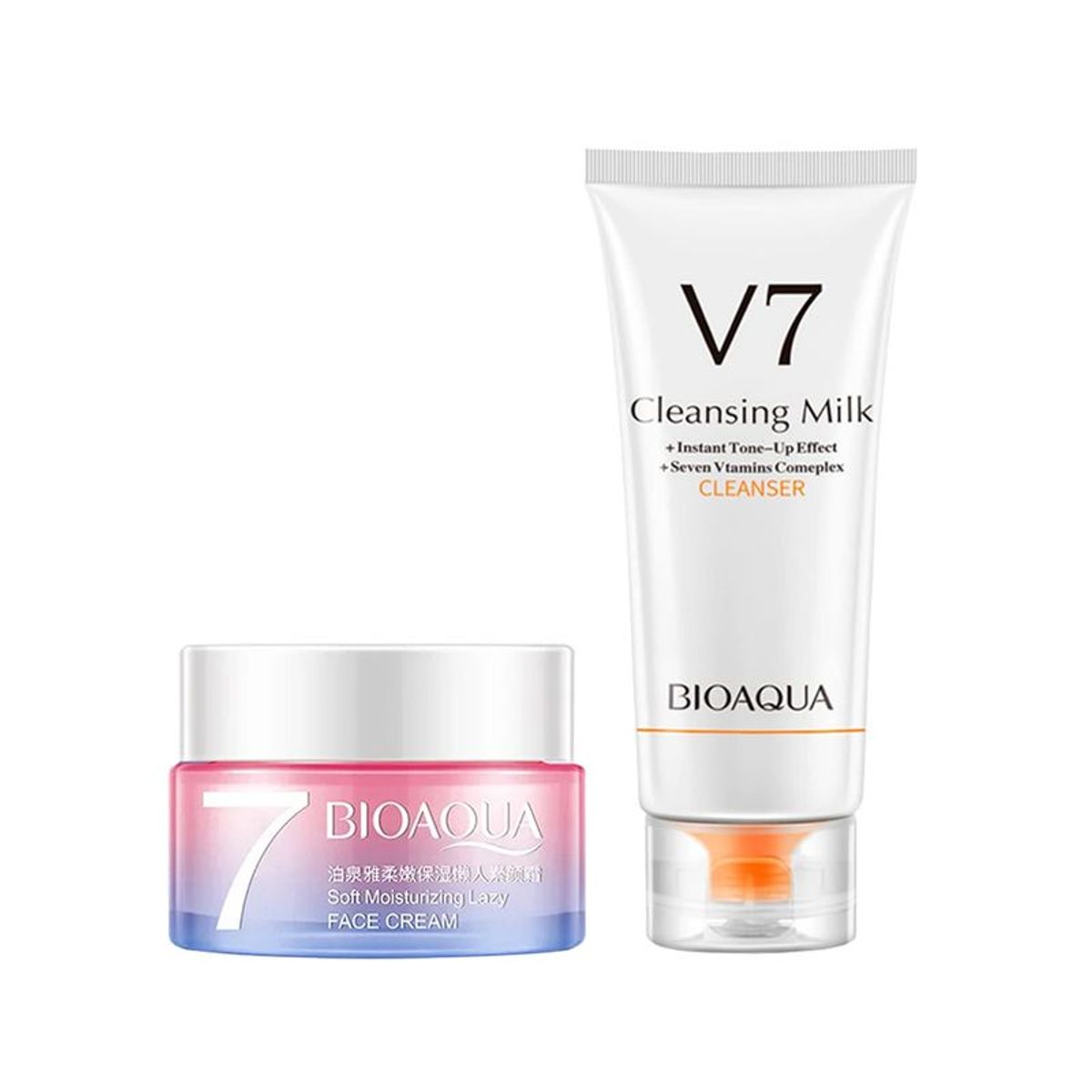 BIOAQUA - Crema Facial Aclaradora+Limpiador Facial de Leche V7 Bioaqua