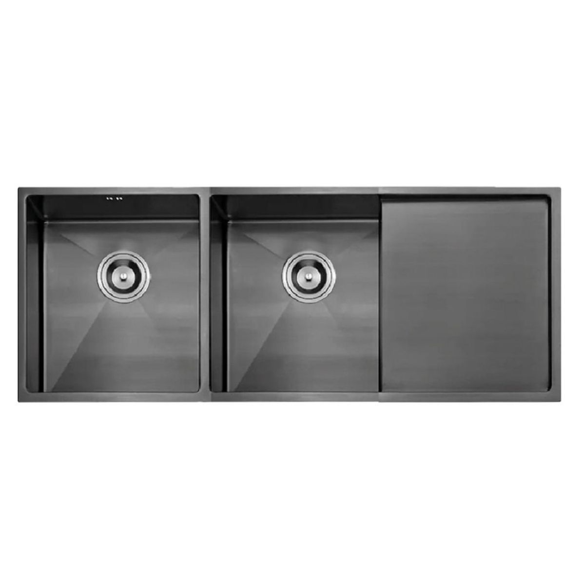 IMPORTADO MC - Lavadero de cocina de Lujo 2 pozas con escurridero Negro Gun Acero 304