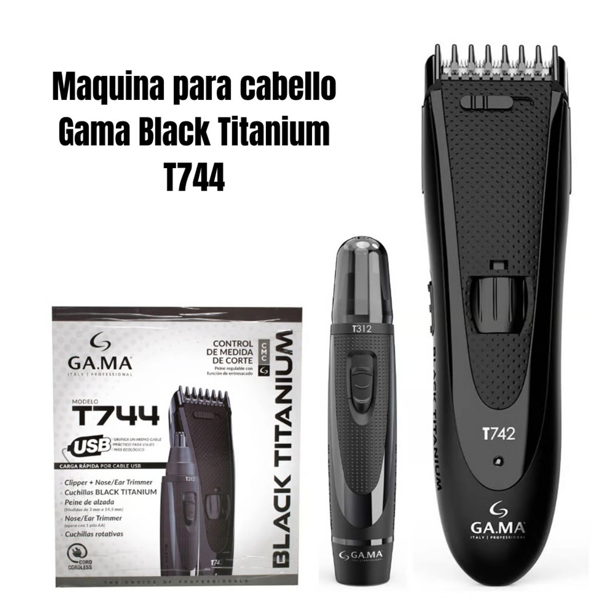 GENERICO - Maquina clipper Gama Black Titanium Nasal Gama - T744
