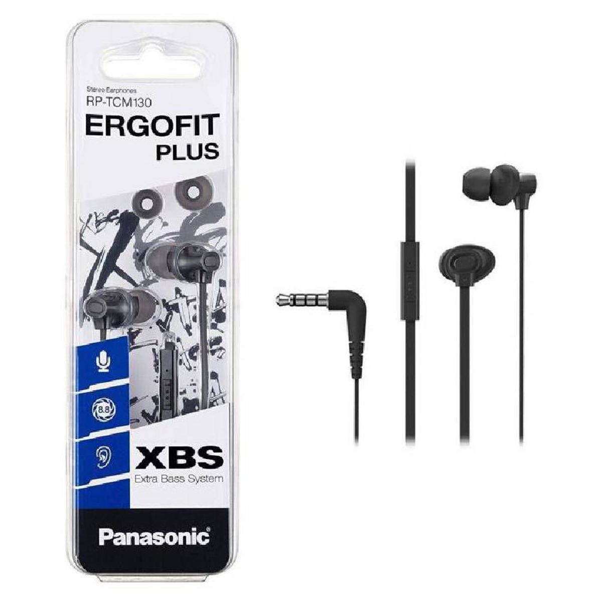 PANASONIC - Audifonos Panasonic Ergofit Plus RP-TCM130 Extra Bass Negro
