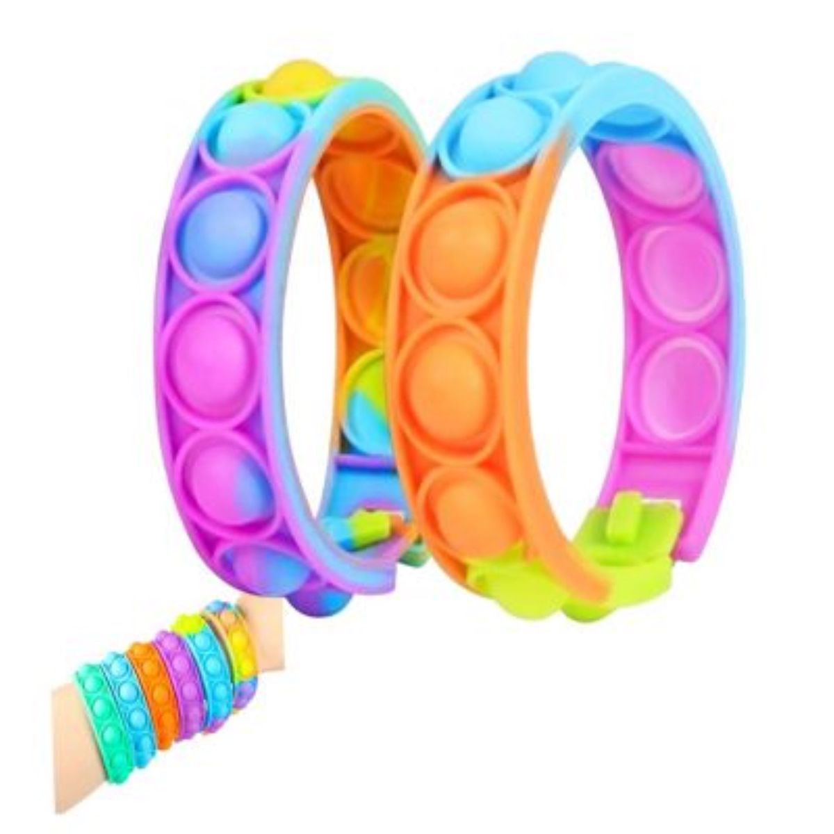GENERICO - Pulseras POP IT Anti estrés Arcoiris x2