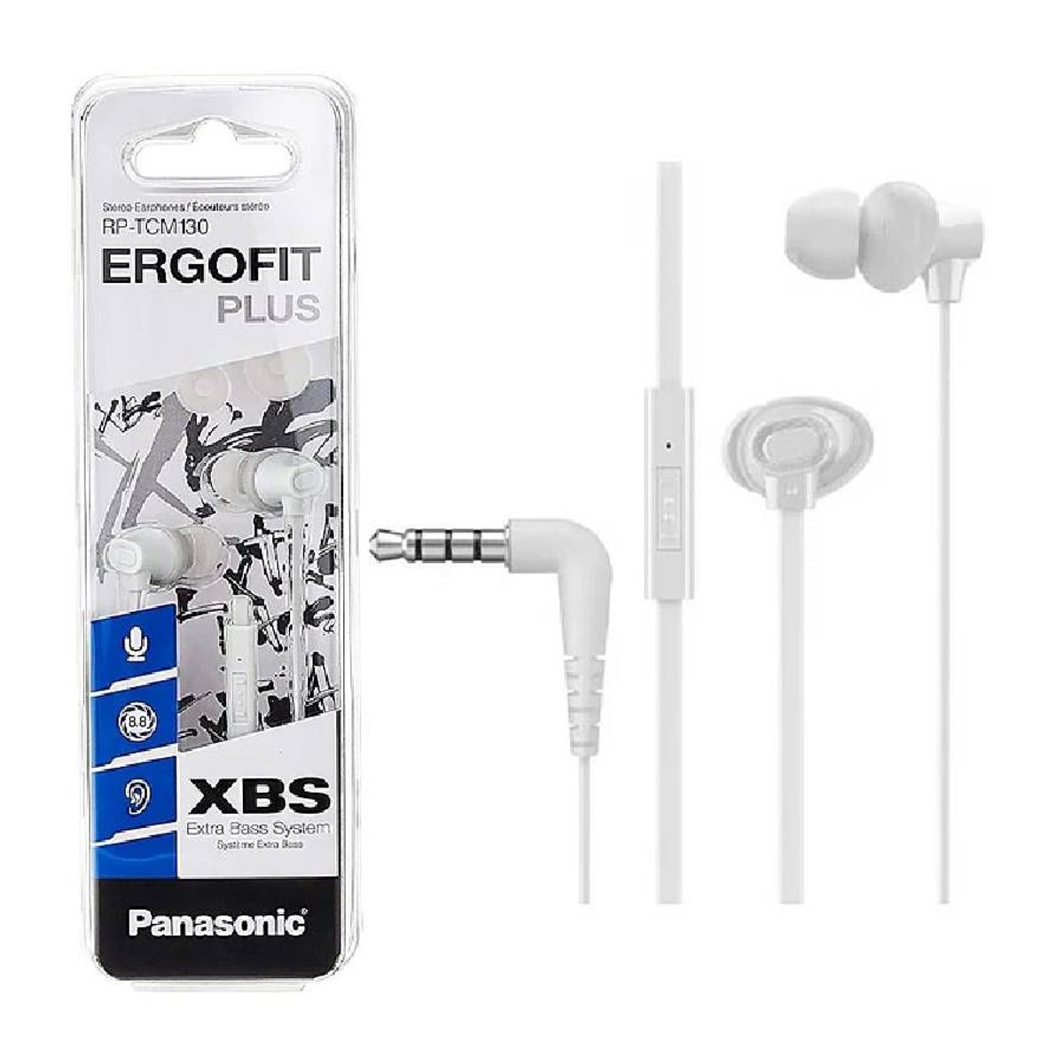 PANASONIC - Audifonos Panasonic Ergofit Plus RP-TCM130 Extra Bass Blanco