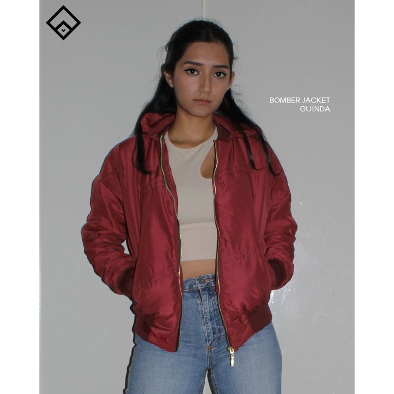 GENERICO - Casaca Bomber Jacket para Mujer - Vino