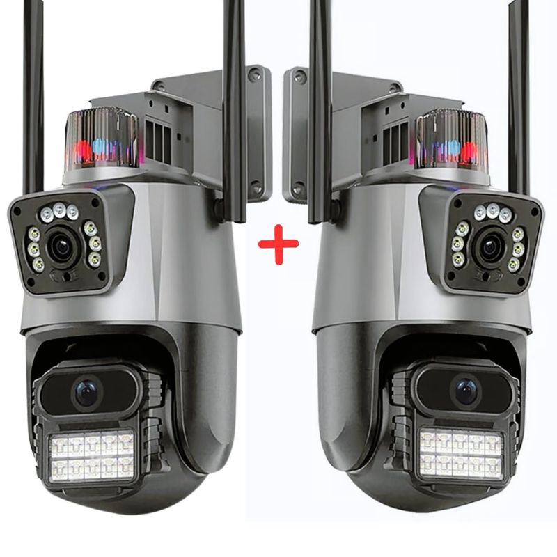 OEM - 02 Camara Doble Lente Sirena Exterior Wifi Icsee 2K Vigilancia Seguridad
