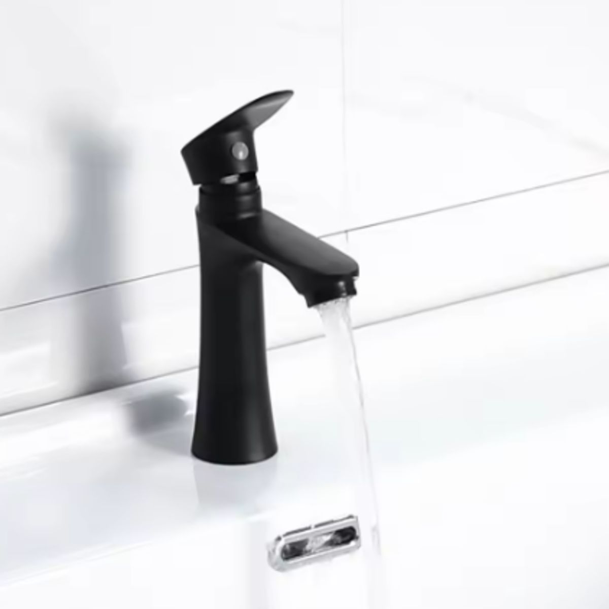 IMPORTADO MC - COMBO DE LAVATORIO NEGRO MATE CON BLANCO +GRIFERIA  DESAGUE  TOALLERO