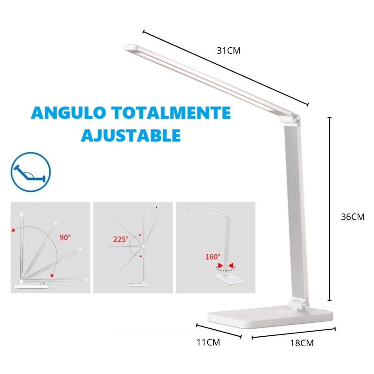 HOME LIGHT - Lampara LED para Escritorio Táctil con Cargador Inalámbrico
