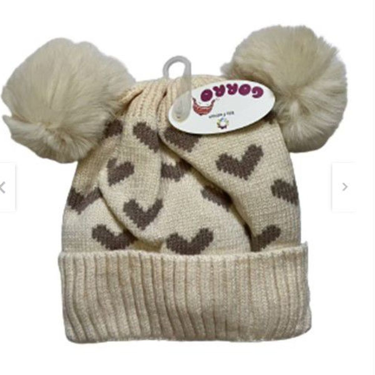 GENERICO - Gorro Invierno Infantil De Lana Diseño Corazones Unisex