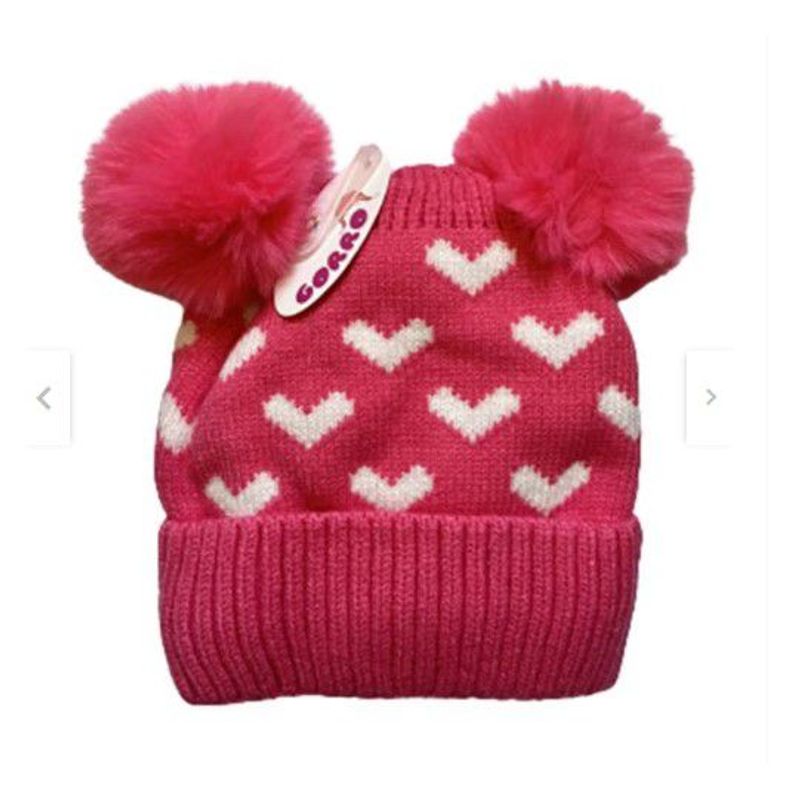 GENERICO - Gorro Invierno Infantil De Lana Diseño Corazones Unisex