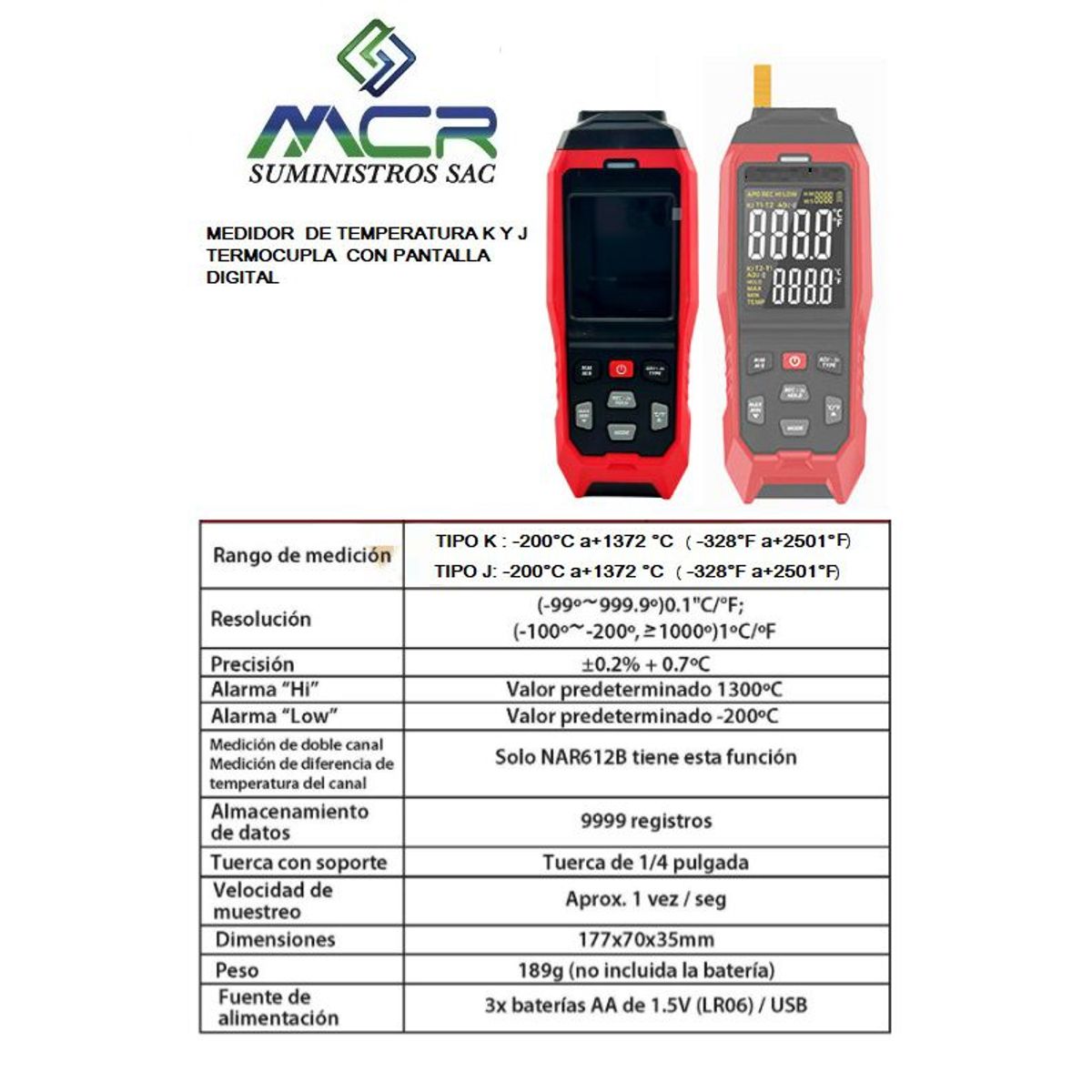 GENERICO - MEDIDOR  DE TEMPERATURA K Y J TERMOCUPLA  CON PANTALLA  DIGITAL