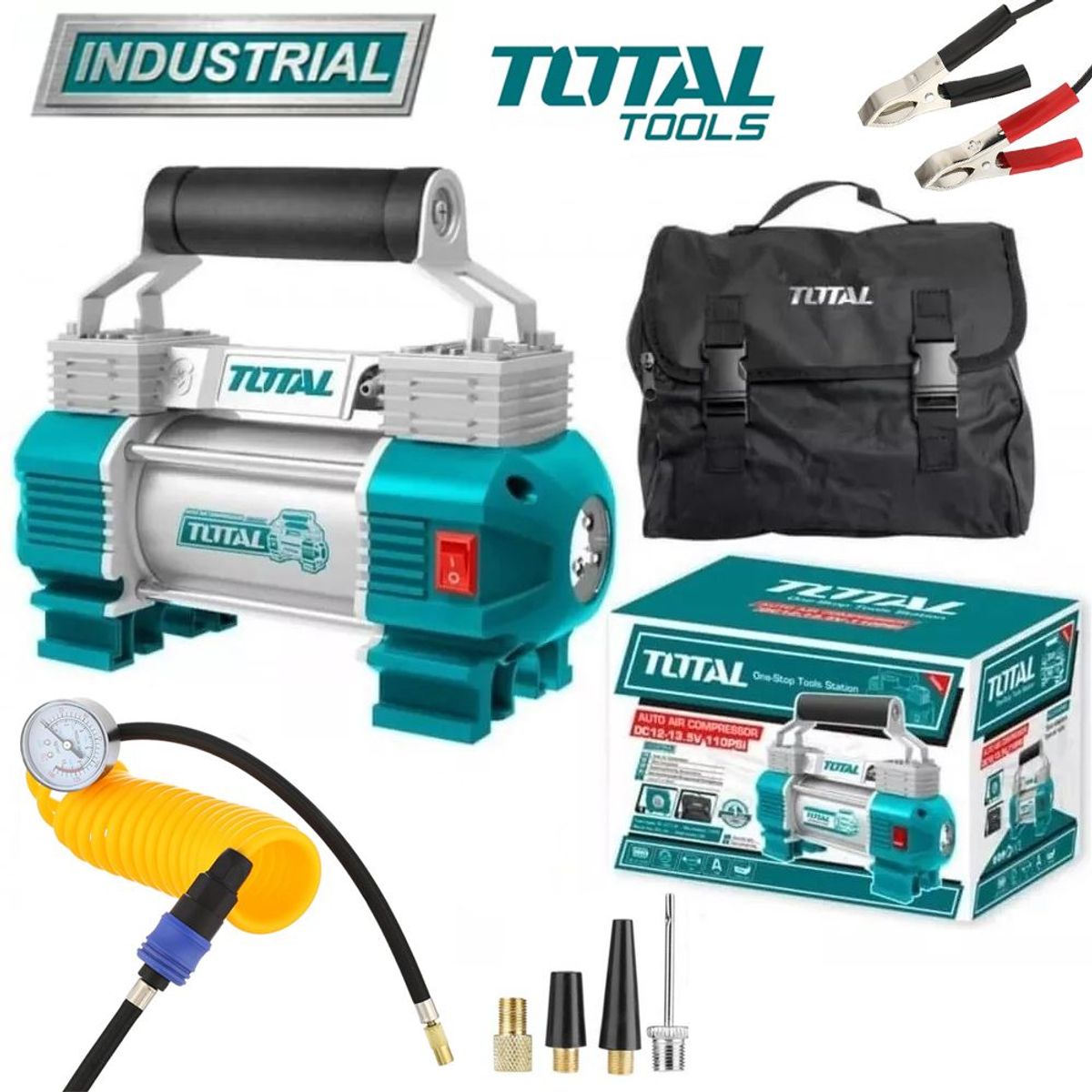TOTAL TOOLS - compresor de aire para auto a Batería TOTAL 12-13.5V 120 PSI