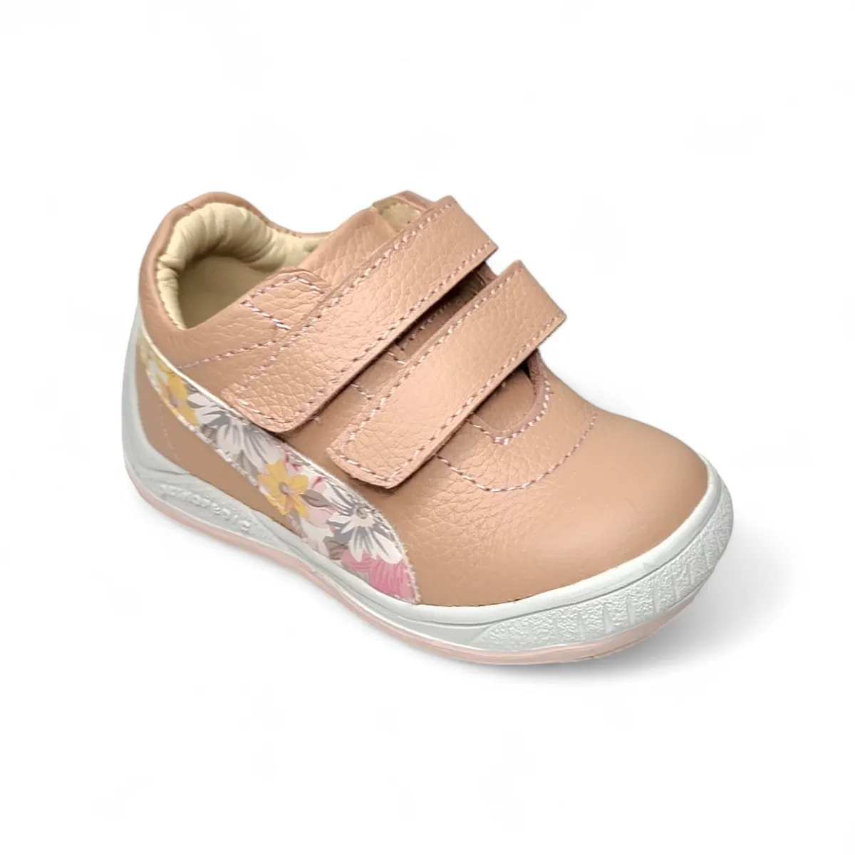 GENERICO - Zapato semi-ortopédico doble pega Nude floreada Pibe para niña bebé