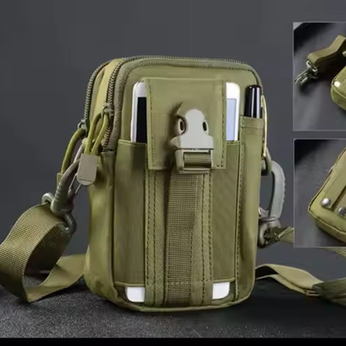 GENERICO - Pouch tactico portacelular con correaje bolso multifuncional Mini canguro morral molle