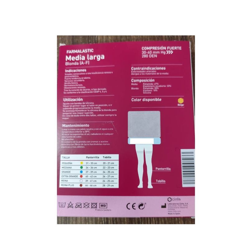 GENERICO - Media Terapeutica Compresión Fuerte 30-40 mmHg - FARMALASTIC - REINA PLUS