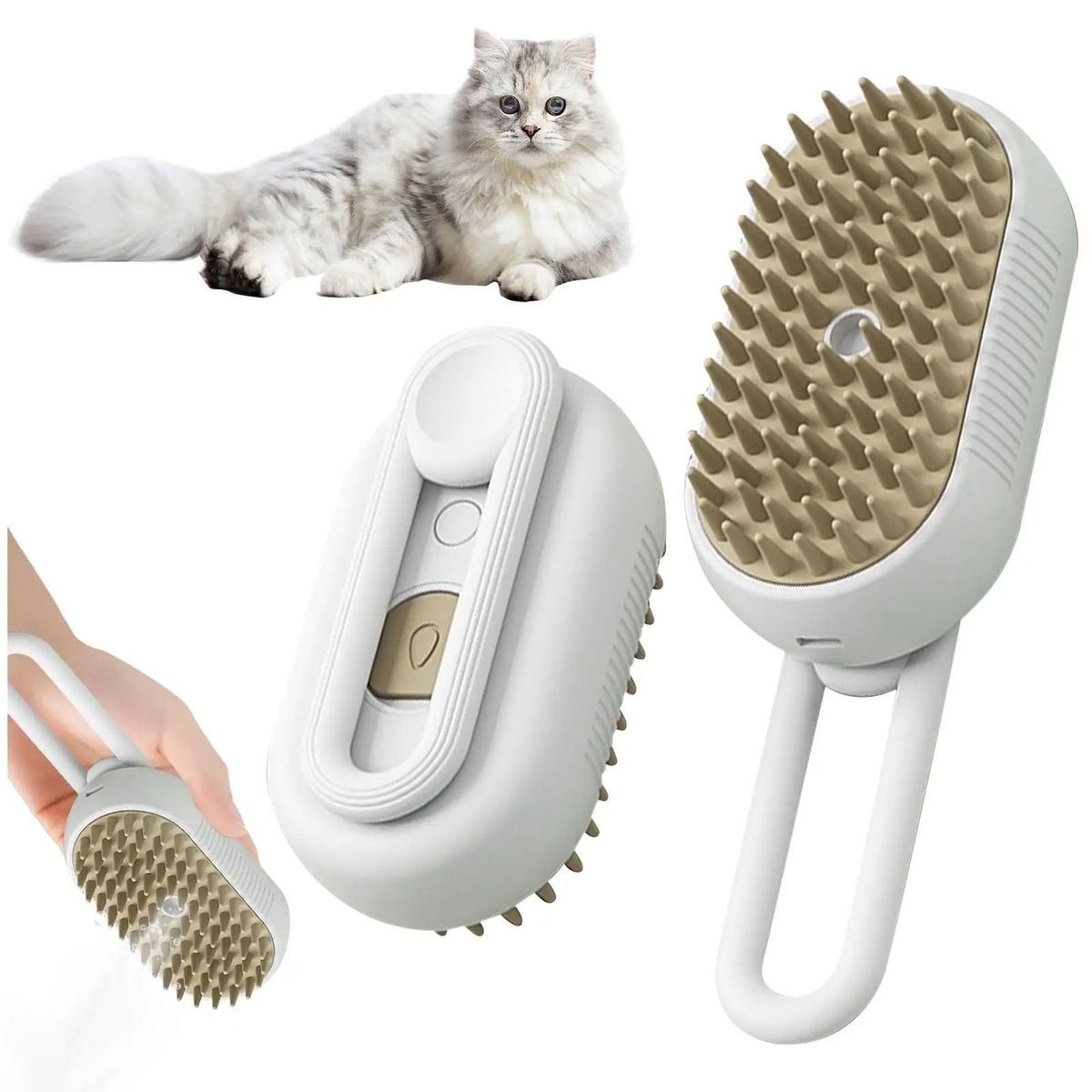 IMPORTADO MC - Cepillo de Vapor para Gatos, 3 en 1, Removedor de pelo.