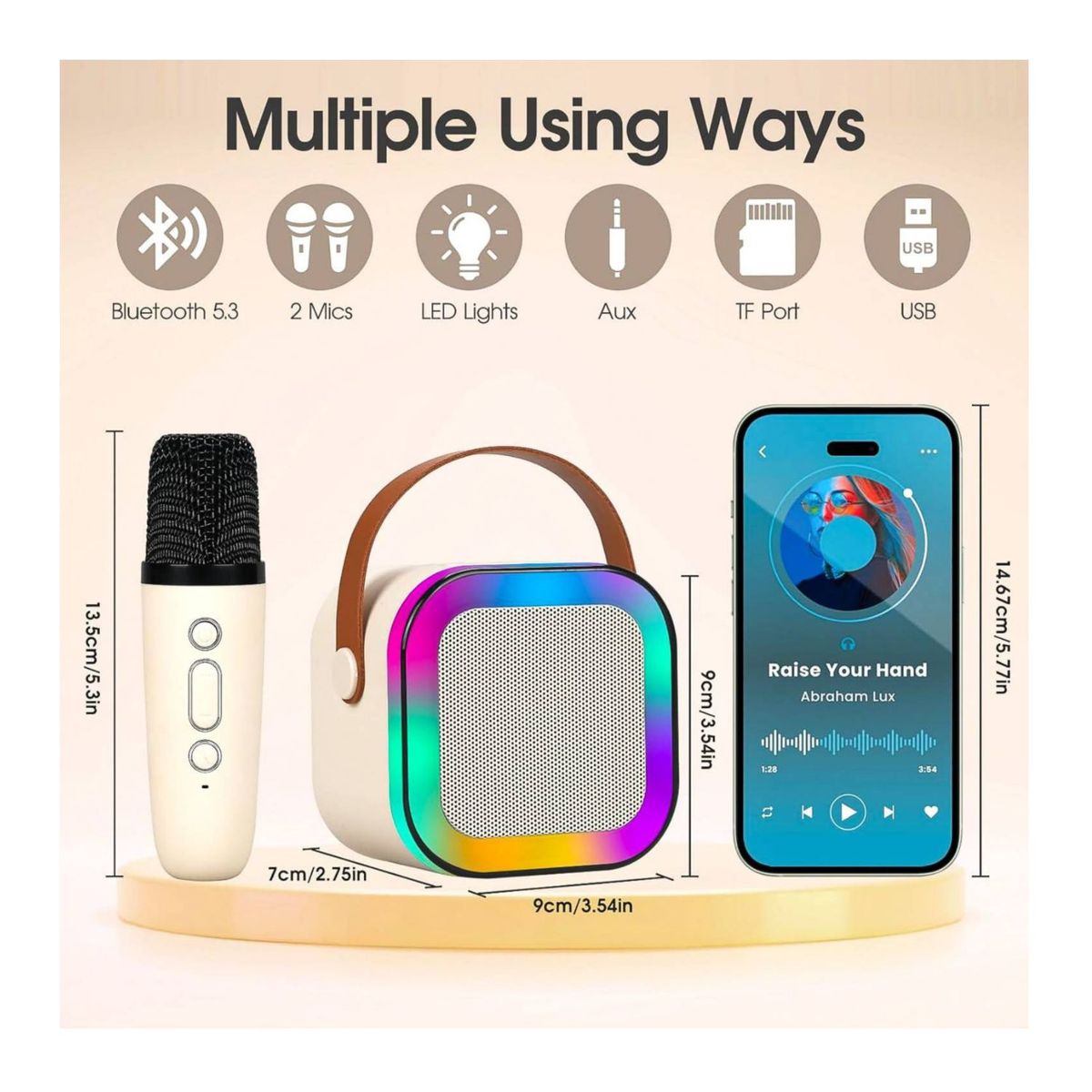 GENERICO - Parlante Karaoke K12 Bluetooth Luces RGB 02 Micrófonos - Celeste