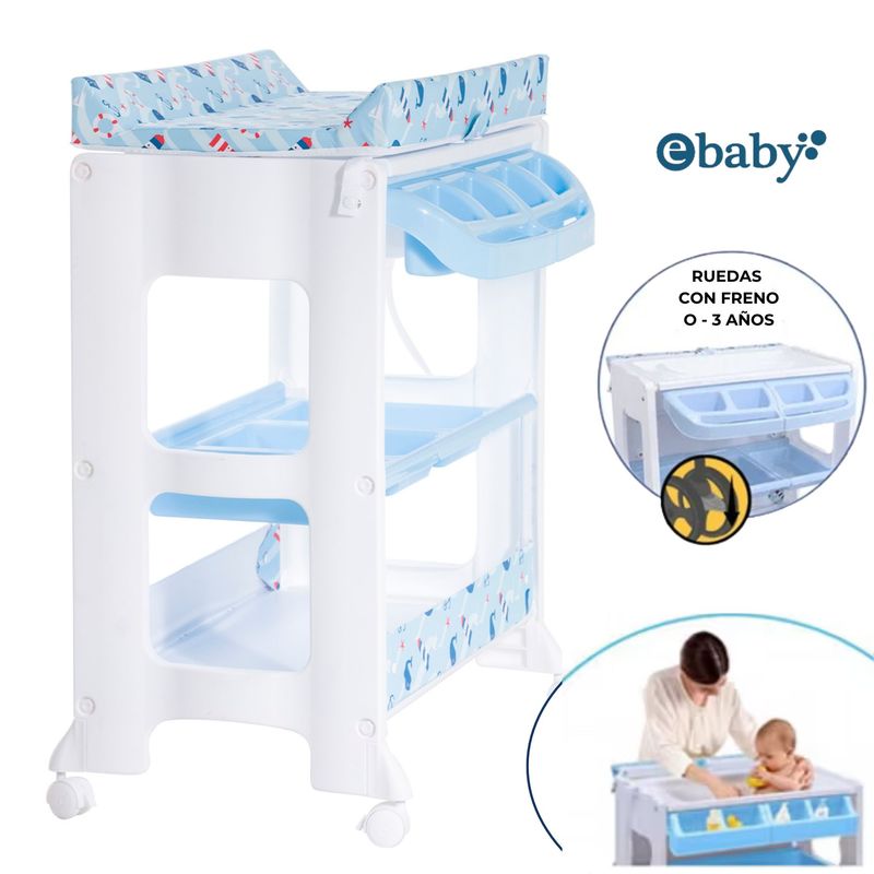 EBABY - BAÑERA CAMBIADOR  PARA BEBÉ - NATIEL CELESTE EBABY