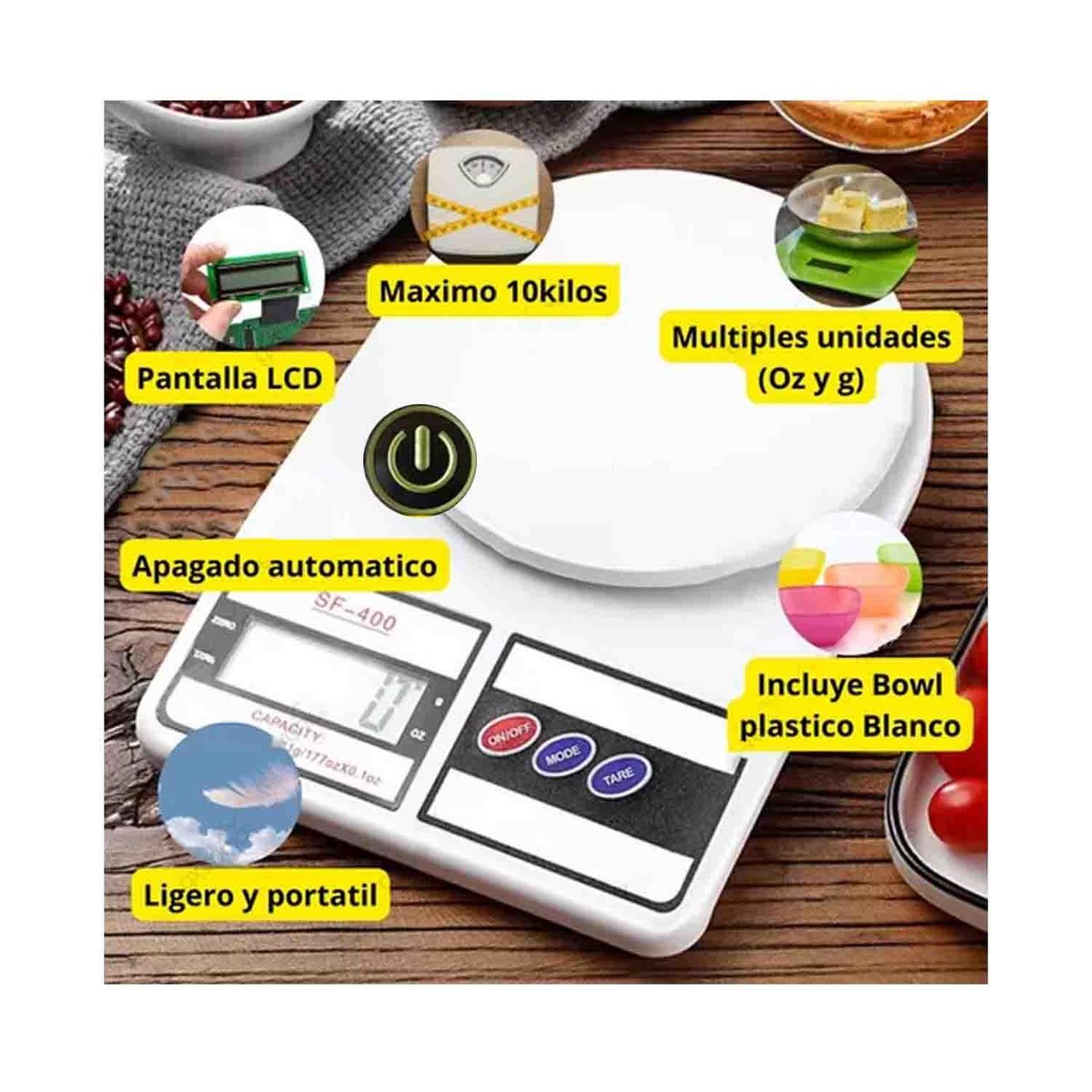 OEM - Balanza Digital Gramera De Cocina - Precisión Blanco - 10KG