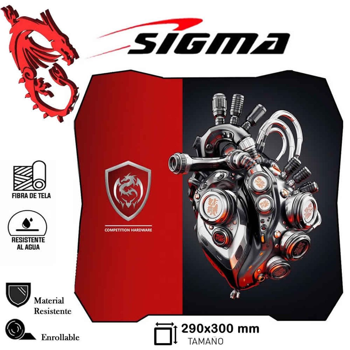 SIGMA - PAD MOUSE SIGMA -RED BLACK