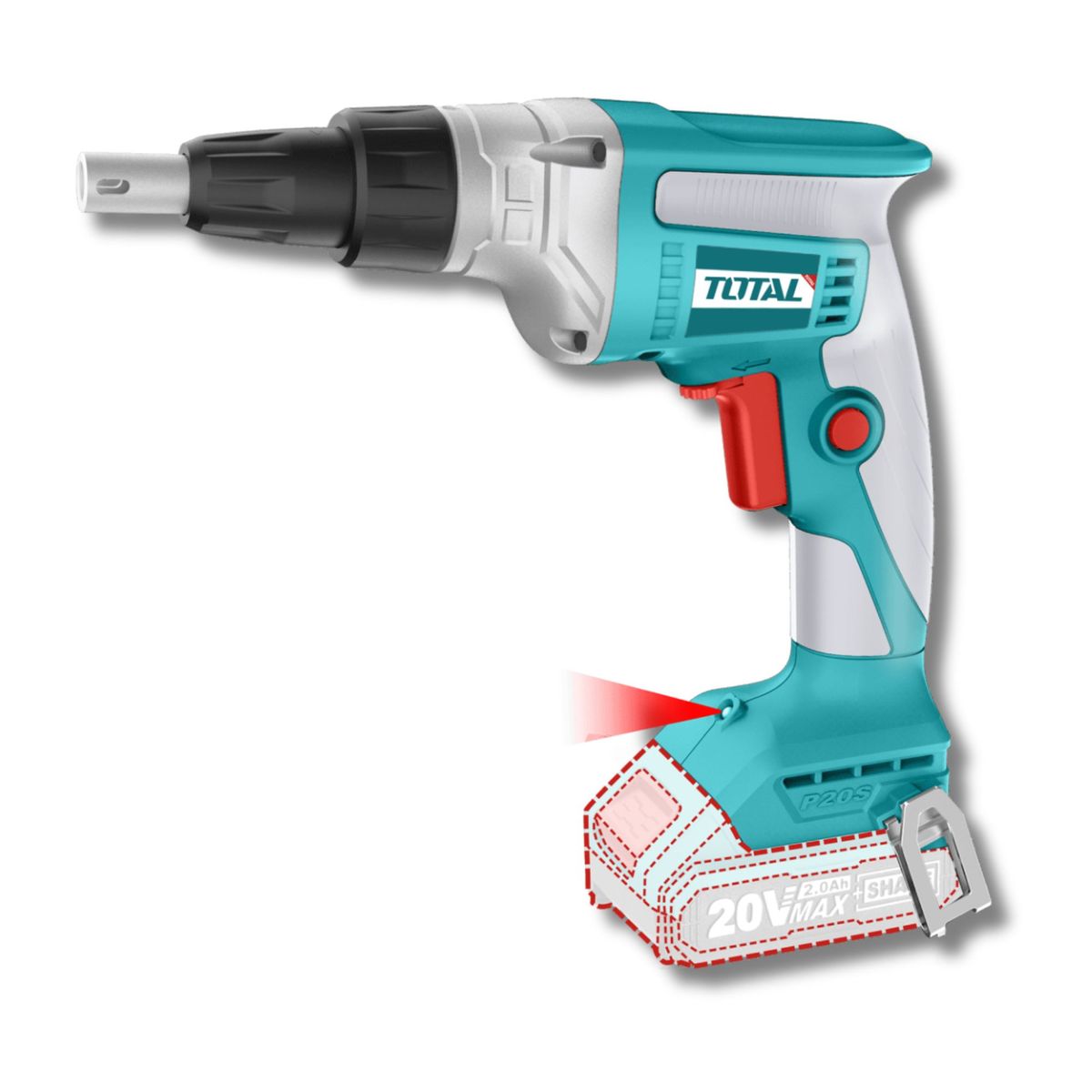 TOTAL TOOLS - Atornillador de drywall 20v + bateria 2ah y cargador Total