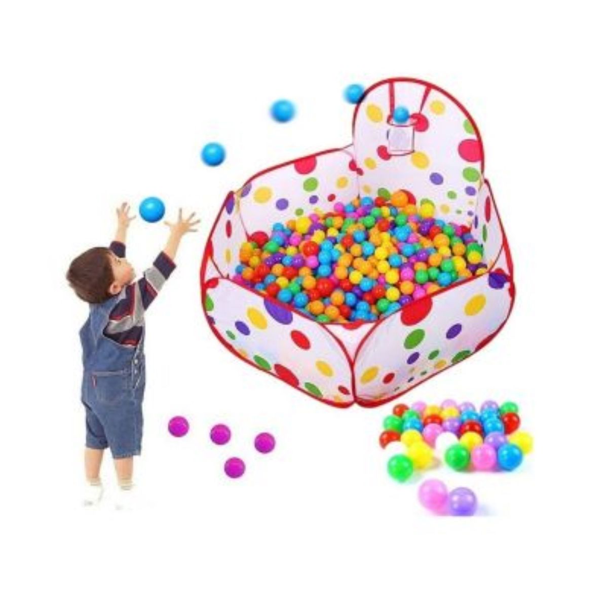 GENERICO - Piscina de pelotas con Aro 100 Pelotas Multicolor