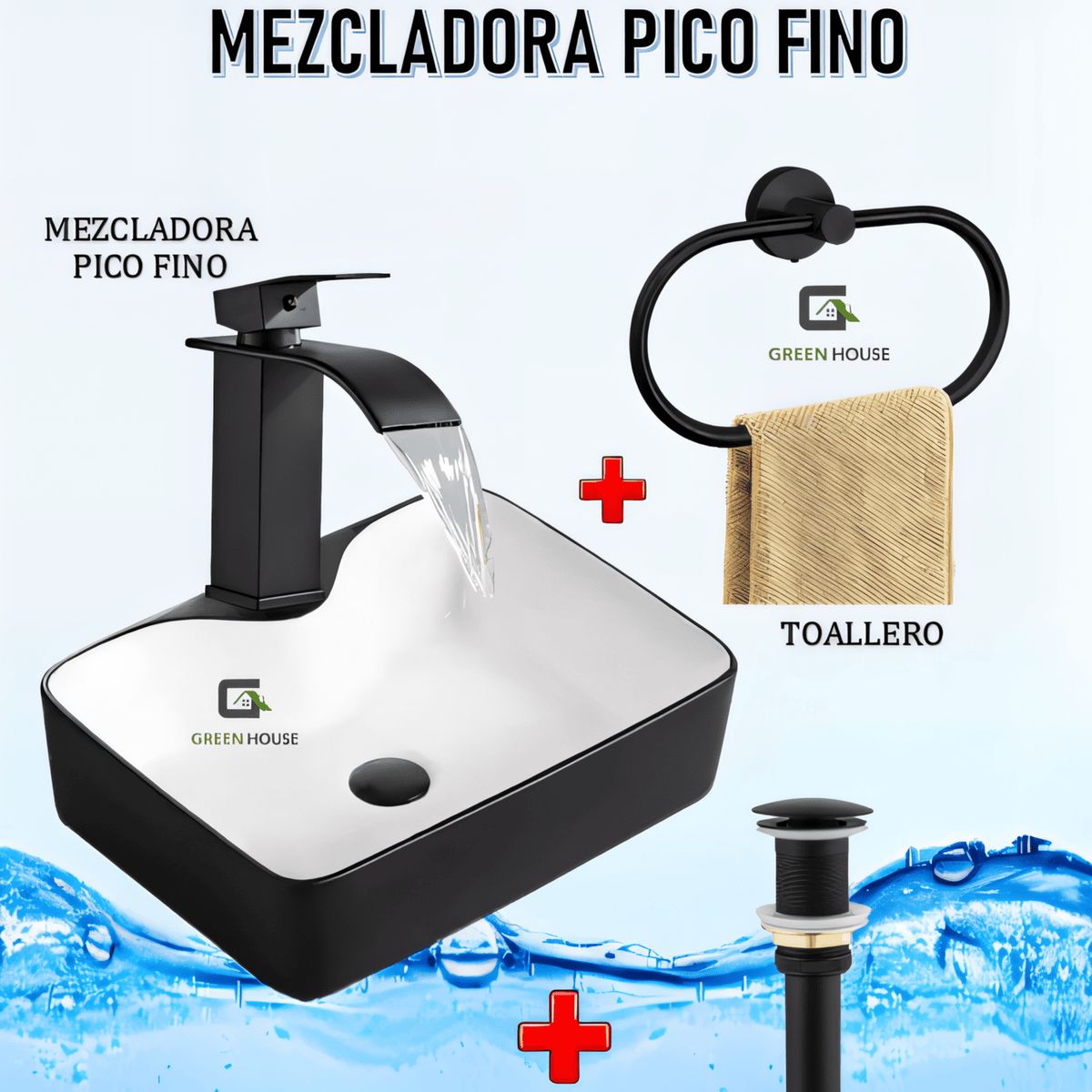 GREEN HOUSE - COMBO LAVATORIO ADELE + MEZCLADORA PICO FINO